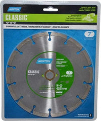 Norton - 7" Diam, 5/8" Arbor Hole Diam, Wet & Dry Cut Saw Blade - Diamond-Tipped, Standard Round Arbor - USA Tool & Supply