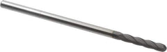 Niagara Cutter - 3/16" Diam, 1" LOC, 4 Flute Solid Carbide Ball End Mill - Diamond Finish, Single End, 4" OAL, 3/16" Shank Diam, Spiral Flute - USA Tool & Supply