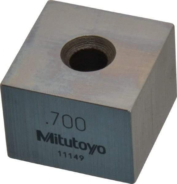 Mitutoyo - 0.7" Square Steel Gage Block - Accuracy Grade 0, Includes Certificate of Inspection - USA Tool & Supply