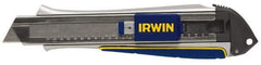 Irwin - Snap Utility Knife - 9mm Blade, Blue & Yellow Handle, 3 Blades Included - USA Tool & Supply