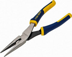 Irwin - 8" OAL, 2-5/16" Jaw Length x 15/16" Jaw Width, Long Nose Side Cutting Pliers - Serrated Jaw, Standard Head, ProTouch Handles - USA Tool & Supply