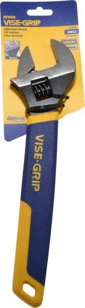 Irwin - 1-1/2" Jaw Capacity, 12" Standard Adjustable Wrench - Chrome Vanadium Steel, Chrome Finish - USA Tool & Supply