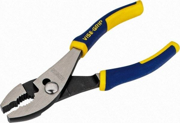 Irwin - 6" OAL, 1-1/8" Jaw Length, 1-5/32" Jaw Width, Slip Joint Pliers - 2 Positions, Serrated Jaw, Regular Nose Head, Standard Tool, Wire Cutting Shear - USA Tool & Supply