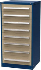 Vidmar - 8 Drawer, Modular Storage Cabinet - Steel, 30" Wide x 27-3/4" Deep x 59" High, Blue & Beige - USA Tool & Supply