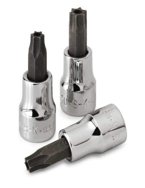 SK - 1/4" Drive, T10 Torx Bit Socket - 1-3/4" OAL, Tamper Resistant - USA Tool & Supply