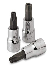 SK - 1/4" Drive, T10 Torx Bit Socket - 1-3/4" OAL, Tamper Resistant - USA Tool & Supply