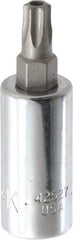 SK - 1/4" Drive, T27 Torx Bit Socket - 1-3/4" OAL, Tamper Resistant - USA Tool & Supply