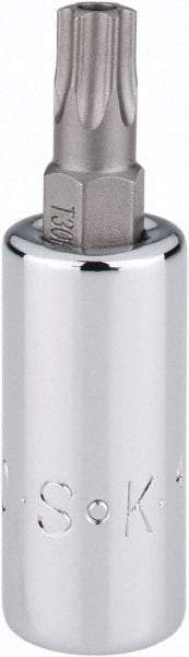 SK - 1/4" Drive, T30 Torx Bit Socket - 1-3/4" OAL, Tamper Resistant - USA Tool & Supply