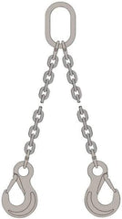 Pewag - 5' Long, 1,900 Lb Basket Capacity, 1,900 Lb Vertical Capacity, Stainless Steel Web Sling - DOS Chain Sling, 3/16" Diam Chain, Bright Polish, with 2 Sling Hooks & Master Link - USA Tool & Supply