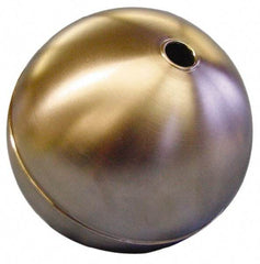 Made in USA - 10" Diam, Spherical, Tubed Through Connection, Metal Float - 3/8" Rod Thread, Stainless Steel, 450 Max psi, 18 Gauge - USA Tool & Supply