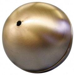Made in USA - 2" Diam, Spherical, Tubed Through Connection, Metal Float - 1/4" Rod Thread, Stainless Steel, 850 Max psi, 26 Gauge - USA Tool & Supply