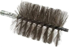 Schaefer Brush - 4-1/2" Brush Length, 3-1/2" Diam, Double Stem, Single Spiral Tube Brush - 7-1/4" Long, Stainless Steel, 1/4" NPSM Male Connection - USA Tool & Supply