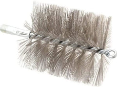 Schaefer Brush - 4-1/2" Brush Length, 4" Diam, Double Stem, Double Spiral Tube Brush - 7-1/4" Long, Stainless Steel, 1/4" NPSM Male Connection - USA Tool & Supply