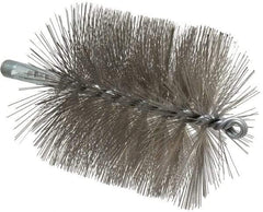 Schaefer Brush - 4-1/2" Brush Length, 4-1/2" Diam, Double Stem, Single Spiral Tube Brush - 7-1/4" Long, Stainless Steel, 1/4" NPSM Male Connection - USA Tool & Supply