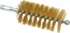 Schaefer Brush - 4-1/2" Brush Length, 2-1/4" Diam, Double Stem, Single Spiral Tube Brush - 8" Long, Brass, 1/4" NPSM Male Connection - USA Tool & Supply