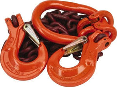 Pewag - 5' Long, 7,500 Lb Basket Capacity, 12,300 Lb Vertical Capacity, Alloy Steel Web Sling - DOS Chain Sling, 3/8" Diam Chain, Silver (Color), with 2 Sling Hooks & Master Link - USA Tool & Supply