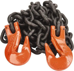 Pewag - 10' Long, 7,100 Lb Basket Capacity, 7,100 Lb Vertical Capacity, Alloy Steel Web Sling - SGG Chain Sling, 3/8" Diam Chain, Silver (Color), with 2 Grab Hooks - USA Tool & Supply