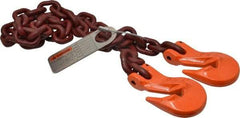 Pewag - 5' Long, 7,100 Lb Basket Capacity, 7,100 Lb Vertical Capacity, Alloy Steel Web Sling - SGG Chain Sling, 3/8" Diam Chain, Silver (Color), with 2 Grab Hooks - USA Tool & Supply