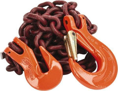 Pewag - 10' Long, 7,100 Lb Basket Capacity, 7,100 Lb Vertical Capacity, Alloy Steel Web Sling - SSG Chain Sling, 3/8" Diam Chain, Silver (Color), with Grab Hook & Sling Hook - USA Tool & Supply