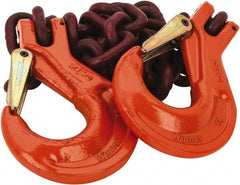 Pewag - 5' Long, 7,100 Lb Basket Capacity, 7,100 Lb Vertical Capacity, Alloy Steel Web Sling - SSS Chain Sling, 3/8" Diam Chain, Silver (Color), with 2 Sling Hooks - USA Tool & Supply