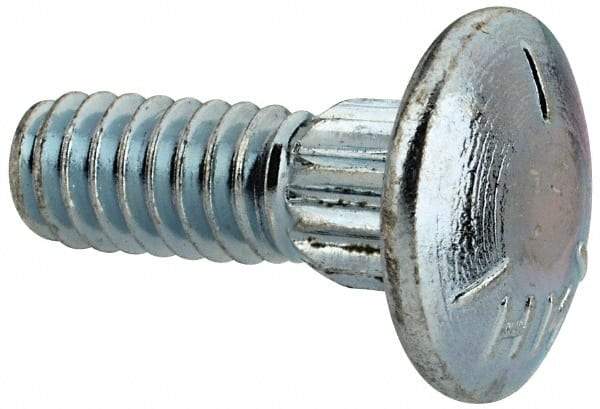 Value Collection - 1/4-20 UNC 3/4" Length Under Head, Ribbed Neck, Carriage Bolt - Grade 5 Steel, Zinc-Plated Clear Chromate Finish - USA Tool & Supply