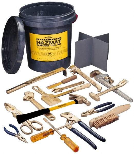 Ampco - 17 Piece Hazmat Response Tool Kit - Comes in Tool Bucket - USA Tool & Supply