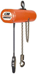 CM - 1 Ton Capacity, 0 to 16 FPM Lift Speed, Hook Mounted Hoist - 1 Output hp, 15' Max Lift, 18-9/16" Min Headroom, 1 Chain - USA Tool & Supply