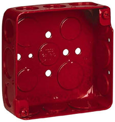 Thomas & Betts - 2 Gang, (17) 1/2 & 3/4" Knockouts, Steel Square Fire Alarm Box - 4" Overall Height x 4" Overall Width x 1-1/2" Overall Depth - USA Tool & Supply