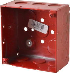 Thomas & Betts - 2 Gang, (17) 1/2 & 3/4" Knockouts, Steel Square Fire Alarm Box - 4" Overall Height x 4" Overall Width x 2-1/8" Overall Depth - USA Tool & Supply