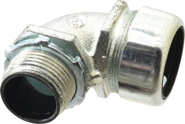 Thomas & Betts - 1" Trade, Steel Threaded Angled Liquidtight Conduit Connector - Insulated - USA Tool & Supply