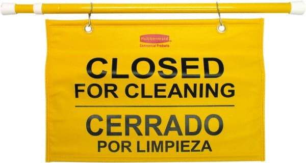 Rubbermaid - "Closed for Cleaning/Cerrado Por Limpieza", 13" Long, Pressure-Sensitive Vinyl Safety Sign - Rectangle, Use for Accident Prevention - USA Tool & Supply