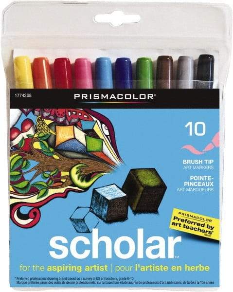 Prismacolor - Assorted Colors, Art Marker - Brush Tip, Alcohol Based Ink - USA Tool & Supply