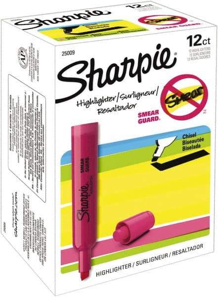 Sharpie - Fluorescent Pink Highlighter - Chisel Tip, AP Nontoxic Ink - USA Tool & Supply