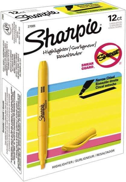 Sharpie - Yellow Highlighter - Chisel Tip, AP Nontoxic Ink - USA Tool & Supply