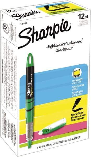 Sharpie - Green Highlighter - Chisel Tip, AP Nontoxic Ink - USA Tool & Supply