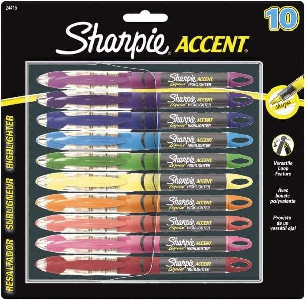 Sharpie - Assorted Colors, Highlighter - Chisel Tip, AP Nontoxic Ink - USA Tool & Supply