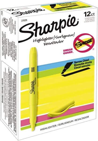 Sharpie - Fluorescent Yellow Highlighter - Chisel Tip, AP Nontoxic Ink - USA Tool & Supply