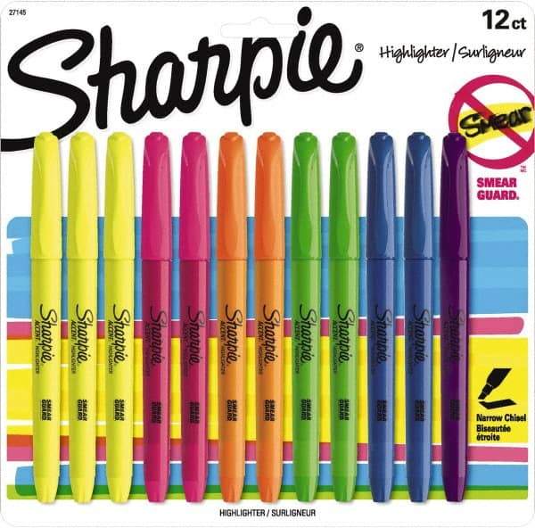 Sharpie - Assorted Colors, Highlighter - Chisel Tip, AP Nontoxic Ink - USA Tool & Supply