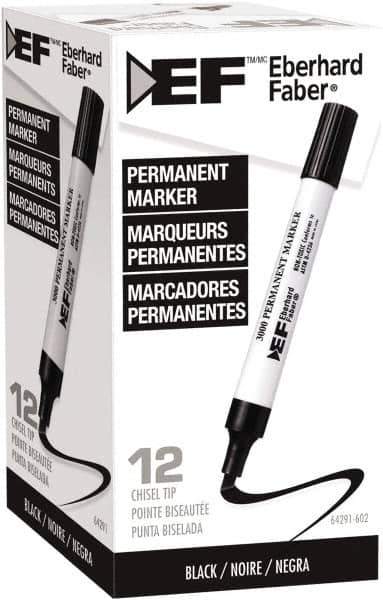 Eberhard Faber - Black Permanent Marker - Chisel Felt Tip, AP Nontoxic Ink - USA Tool & Supply