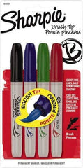 Sharpie - Black, Blue, Green, Red Permanent Marker - Brush Tip, AP Nontoxic Ink - USA Tool & Supply