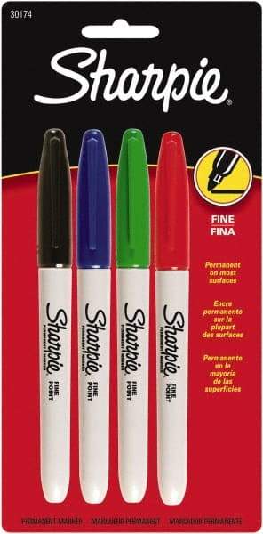 Sharpie - Black, Blue, Green, Red Permanent Marker - Fine Tip, AP Nontoxic Ink - USA Tool & Supply