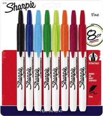 Sharpie - Assorted Colors, Permanent Marker - Retractable Fine Tip, AP Nontoxic Ink - USA Tool & Supply