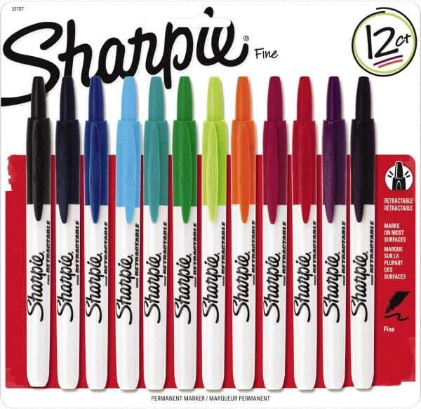 Sharpie - Assorted Colors, Permanent Marker - Retractable Fine Tip, AP Nontoxic Ink - USA Tool & Supply