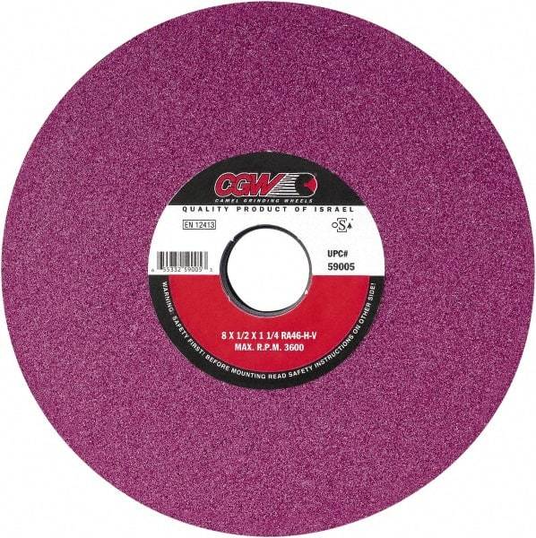 Camel Grinding Wheels - 14" Diam x 5" Hole x 1-1/2" Thick, J Hardness, 46 Grit Surface Grinding Wheel - Aluminum Oxide, Type 1, Medium Grade, Vitrified Bond, No Recess - USA Tool & Supply