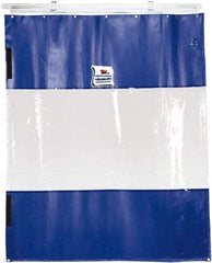 TMI, LLC - 24' Door Width x 12' Door Height PVC Solid with Vision Panel (Style) Industrial Curtain Kit - Blue/Clear - USA Tool & Supply