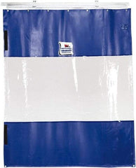 TMI, LLC - 12' Door Width x 12' Door Height PVC Solid with Vision Panel (Style) Industrial Curtain Kit - Blue/Clear - USA Tool & Supply