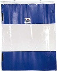 TMI, LLC - 12' Door Width x 10' Door Height PVC Solid with Vision Panel (Style) Industrial Curtain Kit - Blue/Clear - USA Tool & Supply