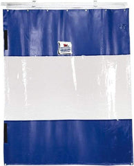 TMI, LLC - 6' Door Width x 12' Door Height PVC Solid with Vision Panel (Style) Industrial Curtain Kit - Blue/Clear - USA Tool & Supply
