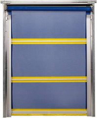 TMI, LLC - 8' Door Width x 8' Door Height PVC Mesh Bug Screen & In-Tube Motorized (Style) Roll Up Dock Screen - Blue/Yellow - USA Tool & Supply