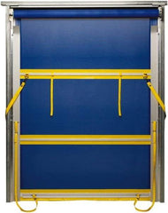 TMI, LLC - 10' Door Width x 12' Door Height PVC Mesh Bug Screen & Spring Loaded Manuel (Style) Roll Up Dock Screen - Blue/Yellow - USA Tool & Supply